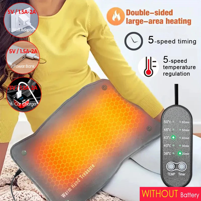 New Graphene Quick Heating Warming Pad with Adjustable Temperature and Timing USB Power Supply Office and Home Warming Handbags by Quickfindgoods