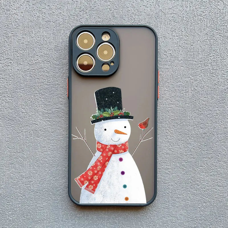 Luxury Cartoon Christmas Phone Cases for IPhone 14 15 Pro Max Plus 11 12 13 Mini Pro Max XS XR X Simple Santa Shockproof Cases