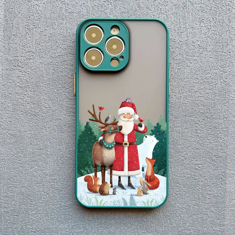 Luxury Cartoon Christmas Phone Cases for IPhone 14 15 Pro Max Plus 11 12 13 Mini Pro Max XS XR X Simple Santa Shockproof Cases