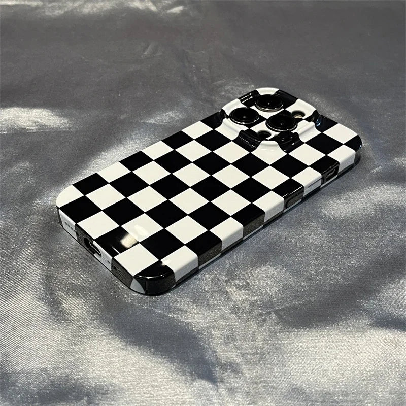 Simple Checkerboard Phone Case For IPHONE 16 15 14PRO MAX 13 13 PRO 13 PRO MAX 14 14PLUS 14PRO Acrylic Hard Mobile Phone Cases by Quickfindgoods