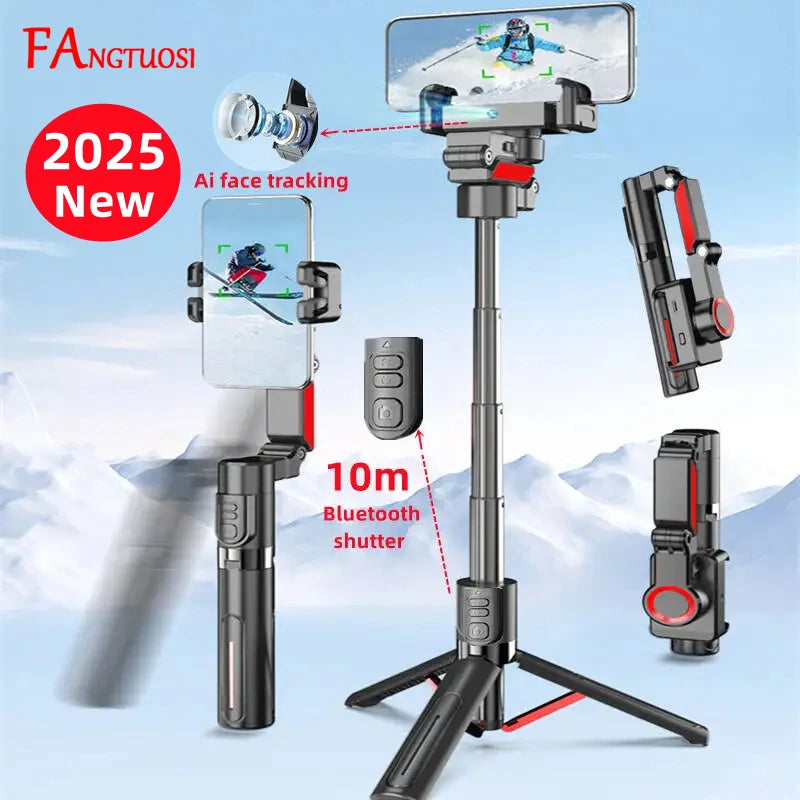 FANGTUOSI AI face tracking Tripod for Smartphone Stabilizer 360 Auto Rotation Follow with Remote Selfie tripod