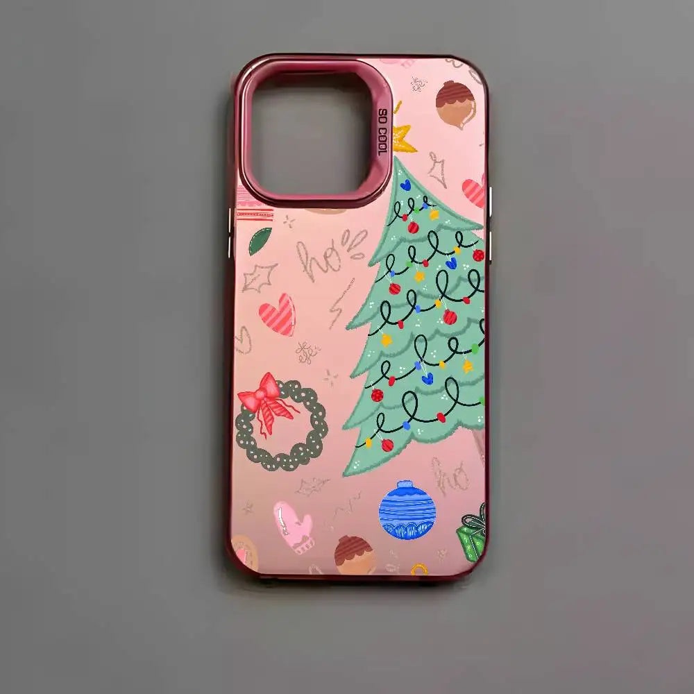 Christmas Tree Comic Version Phone Case For IPhone 17 16 15 14 13 12 11 Pro Max Air Multicolor Matte Laser Metallic Aurora Funda